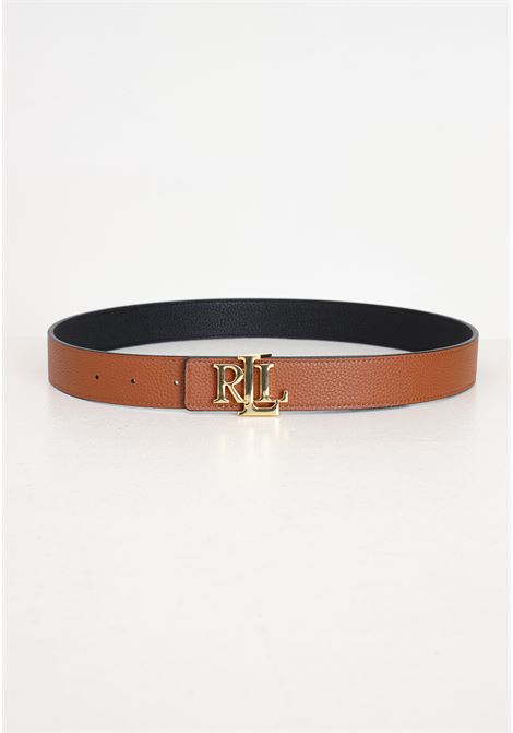Black and brown reversible women's belt with logo plaque LAUREN RALPH LAUREN | 412912039001MULTI